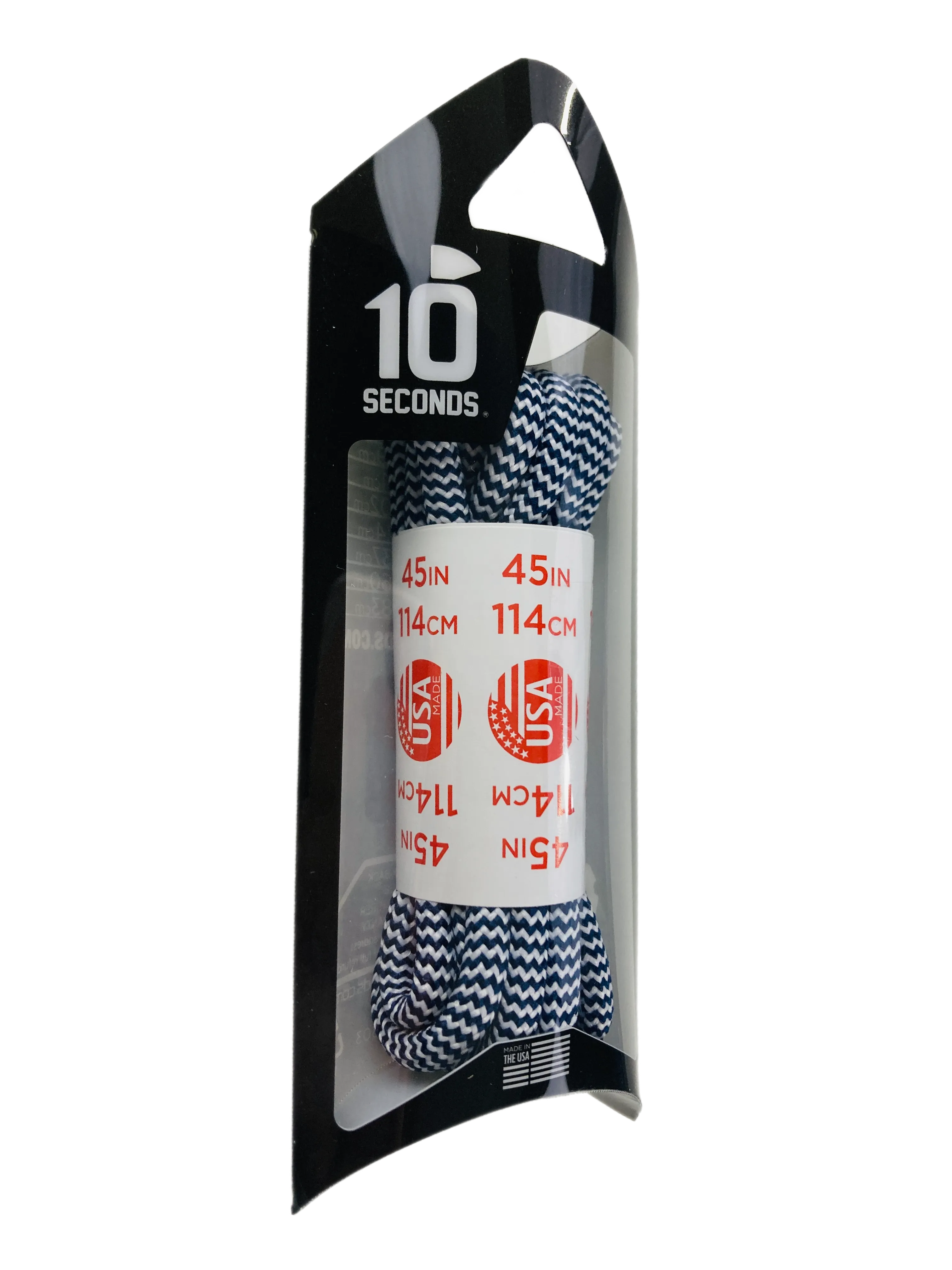 10 Seconds ® Athletic Jumbo Round Laces | Navy/White Herringbone