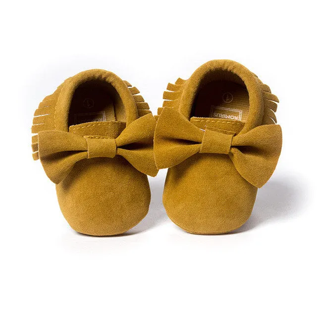 2016 New Suede Tassel Bow pu leather Newborn Baby Infant Toddler baby Moccasins Soft Mocc Bebe Non-slip Prewalker Baby Shoes