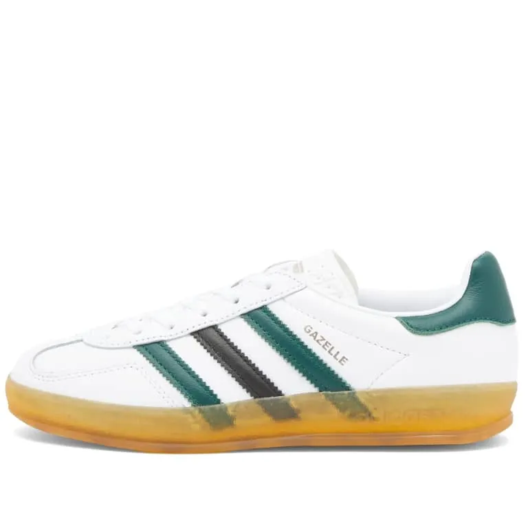 Adidas Gazelle Indoor Sneakers, white/dark green/brown