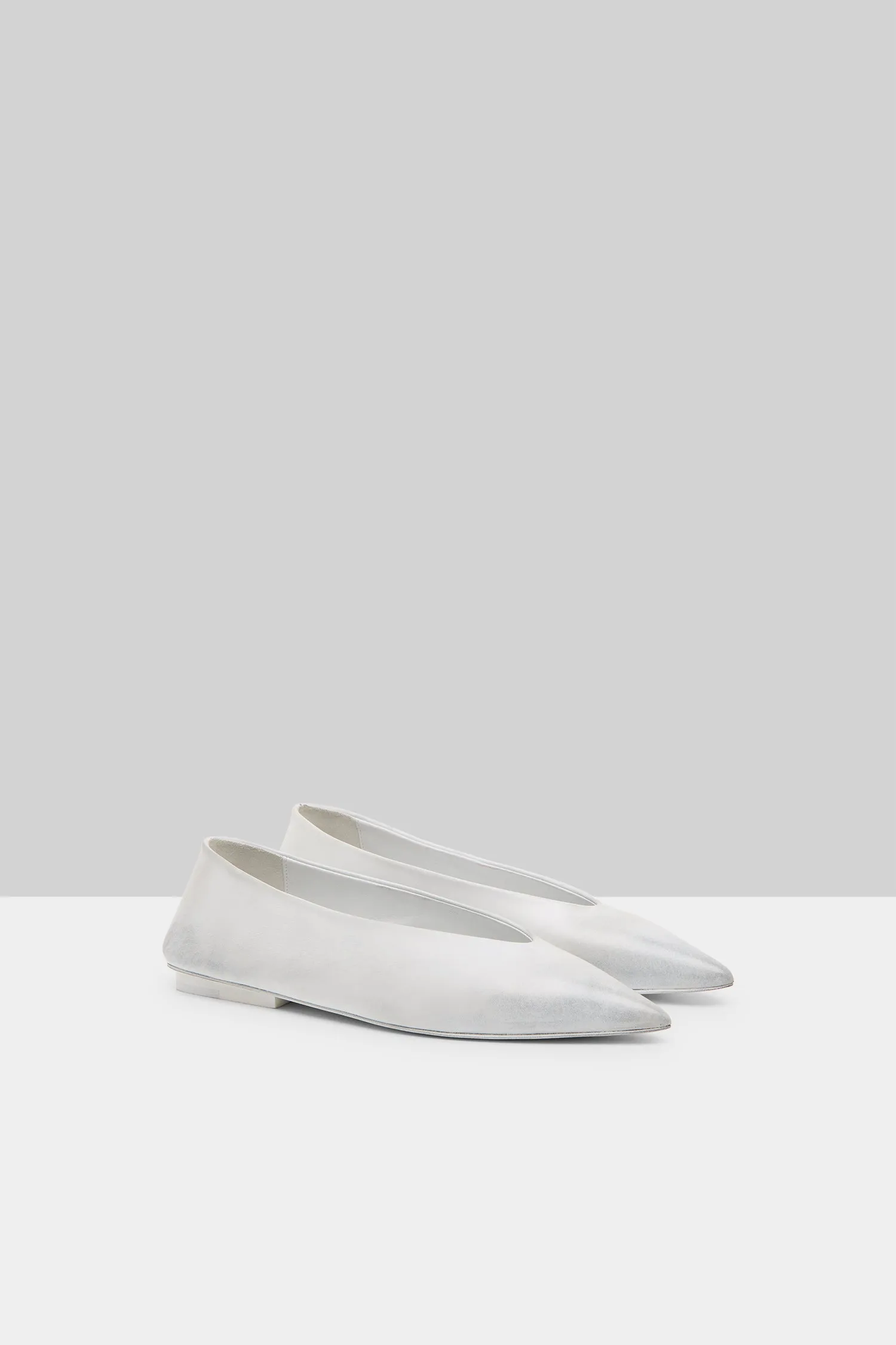 Ago Derby Ballerina Leather Shoe in Bianco-Grigio