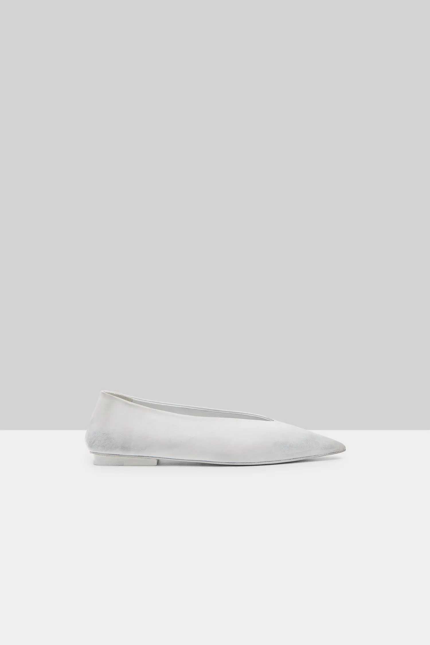 Ago Derby Ballerina Leather Shoe in Bianco-Grigio