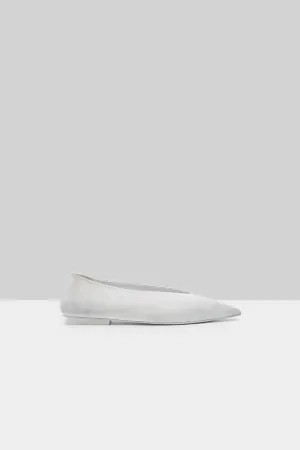 Ago Derby Ballerina Leather Shoe in Bianco-Grigio