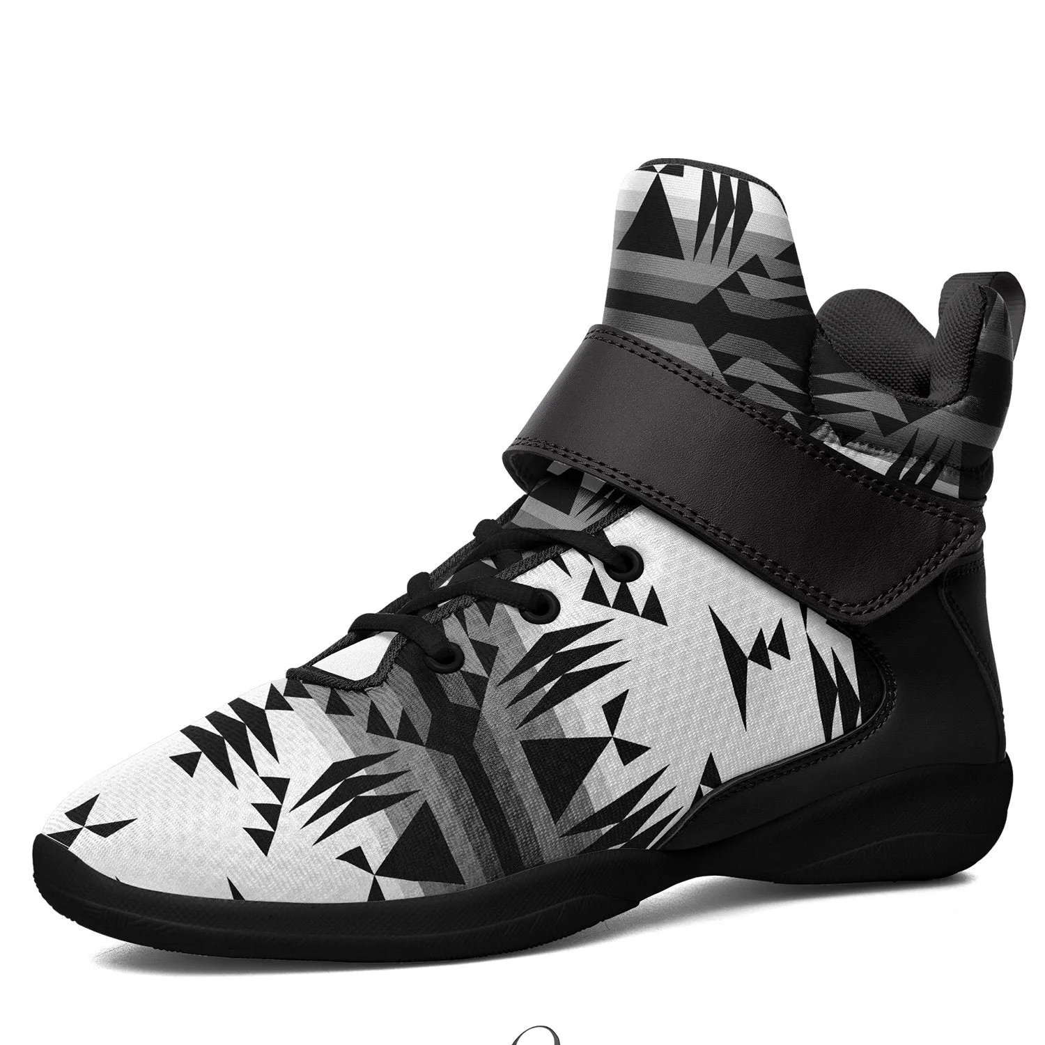 Between the Mountains White and Black Ipottaa Basketball / Sport High Top Shoes