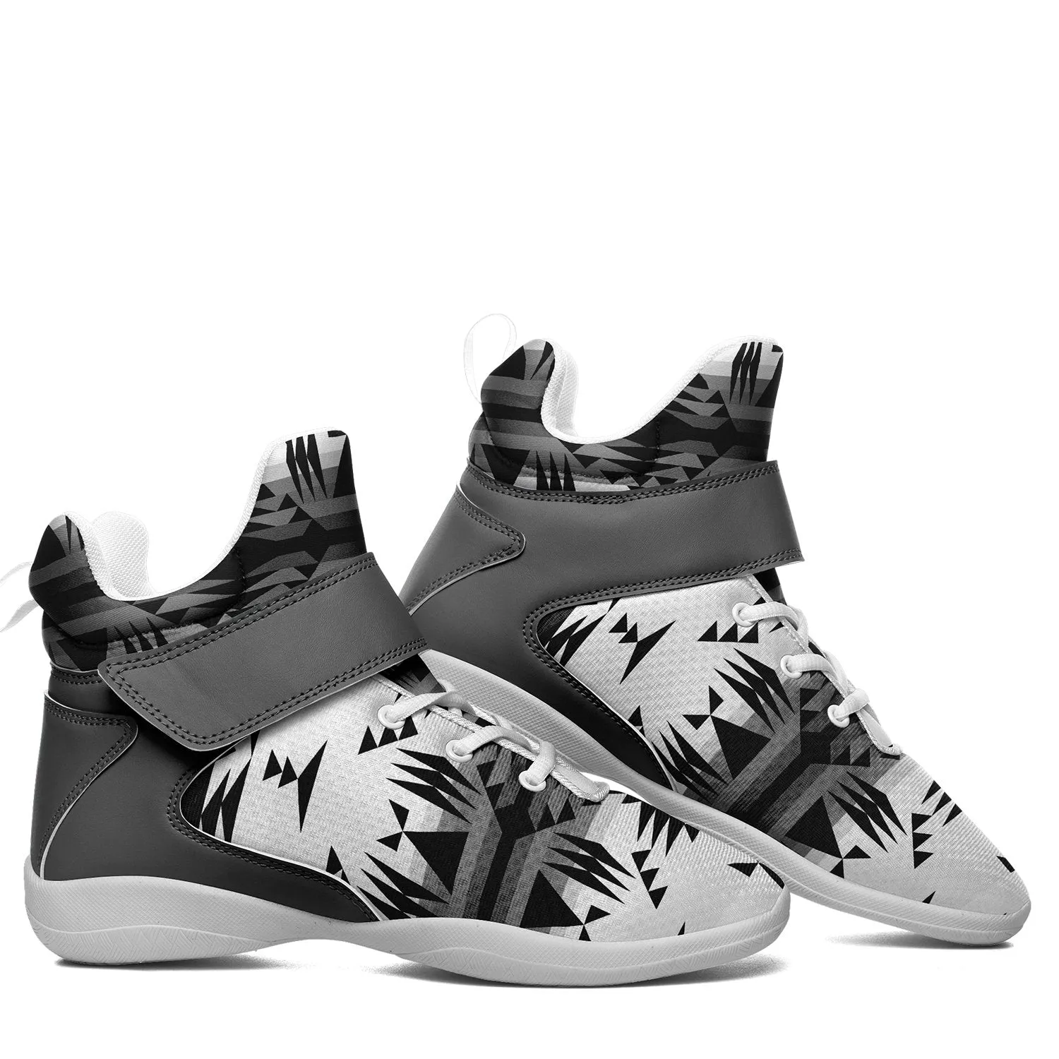 Between the Mountains White and Black Ipottaa Basketball / Sport High Top Shoes