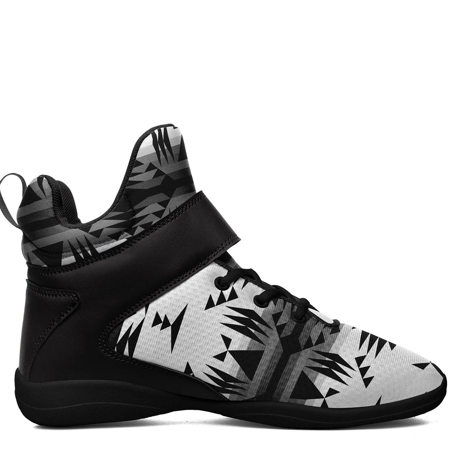 Between the Mountains White and Black Ipottaa Basketball / Sport High Top Shoes