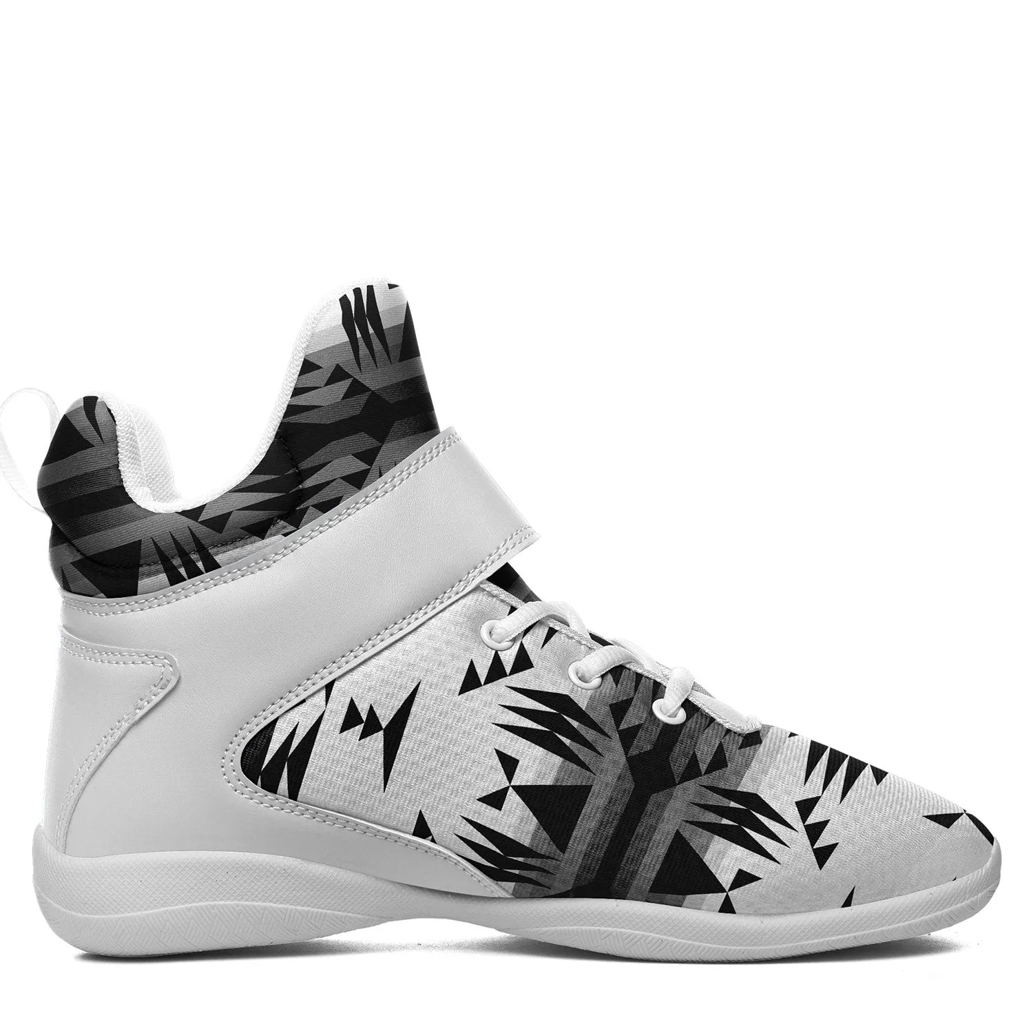 Between the Mountains White and Black Ipottaa Basketball / Sport High Top Shoes