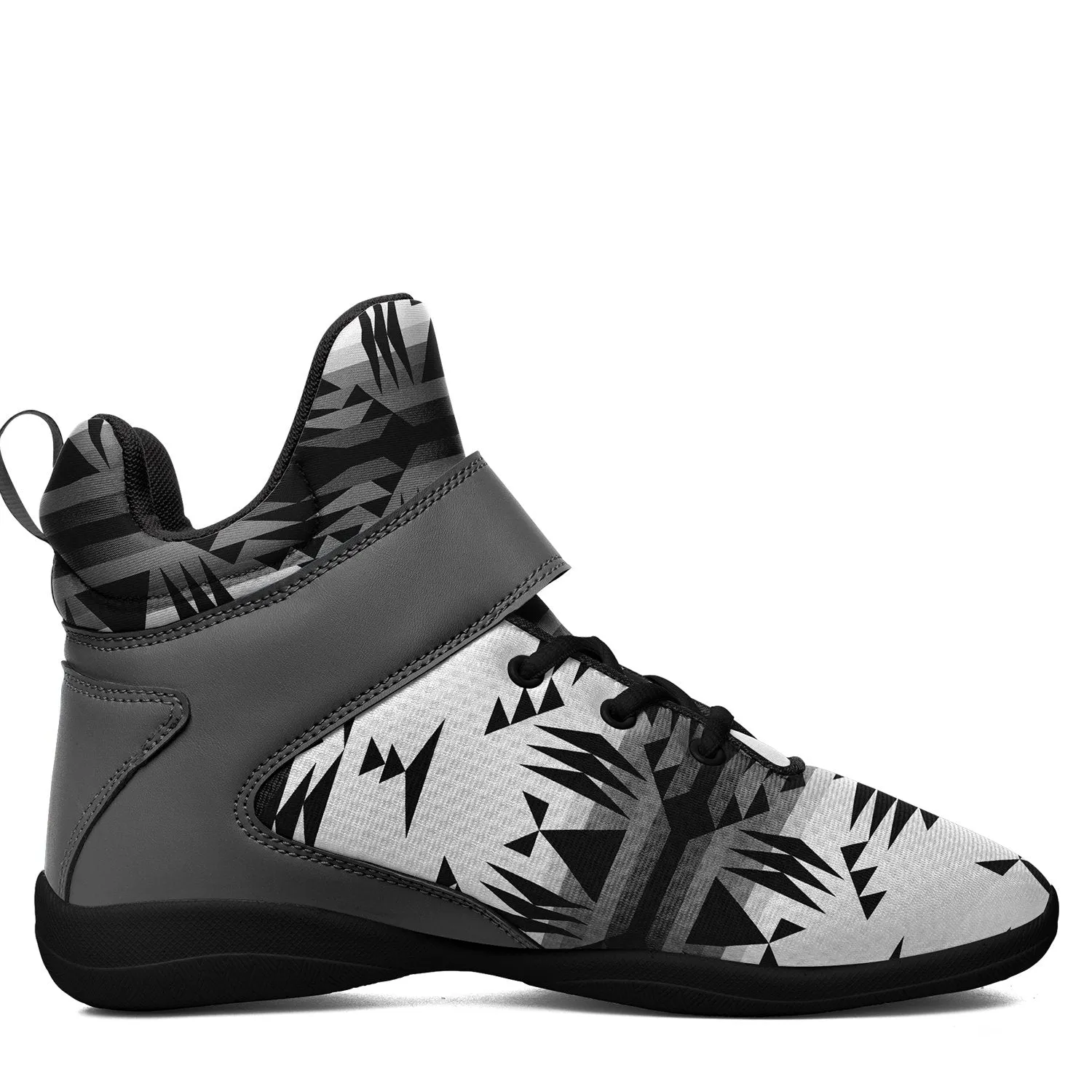 Between the Mountains White and Black Ipottaa Basketball / Sport High Top Shoes