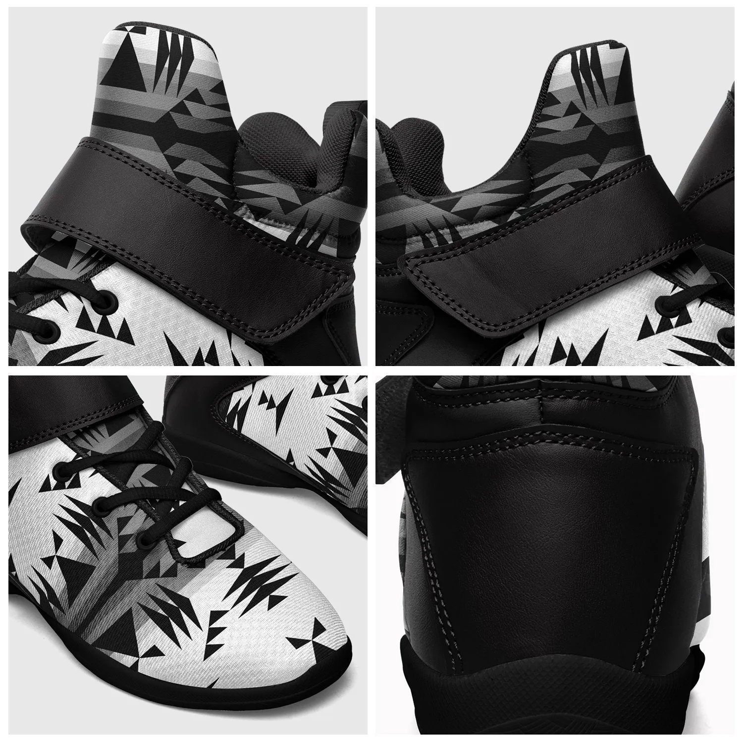 Between the Mountains White and Black Ipottaa Basketball / Sport High Top Shoes