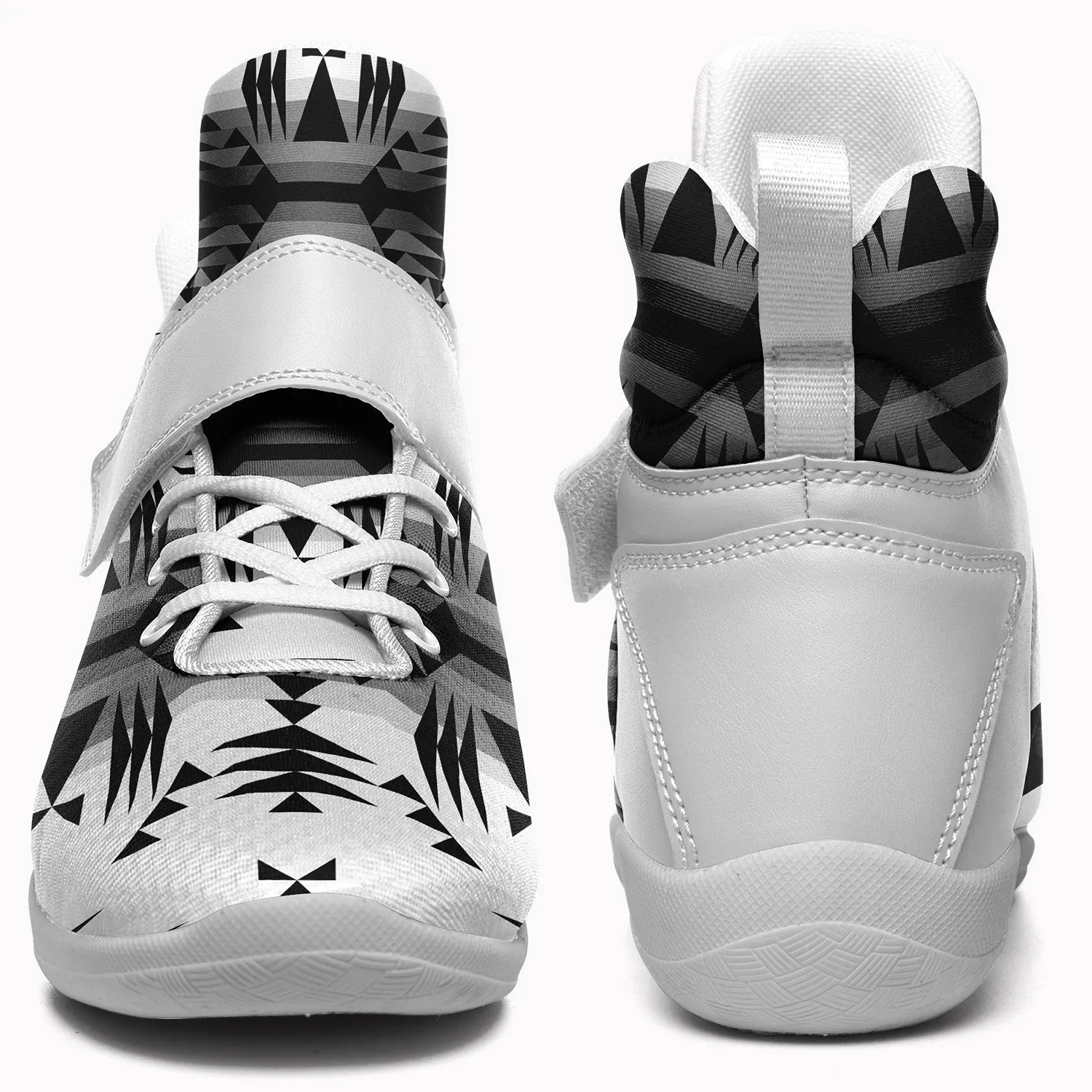 Between the Mountains White and Black Ipottaa Basketball / Sport High Top Shoes