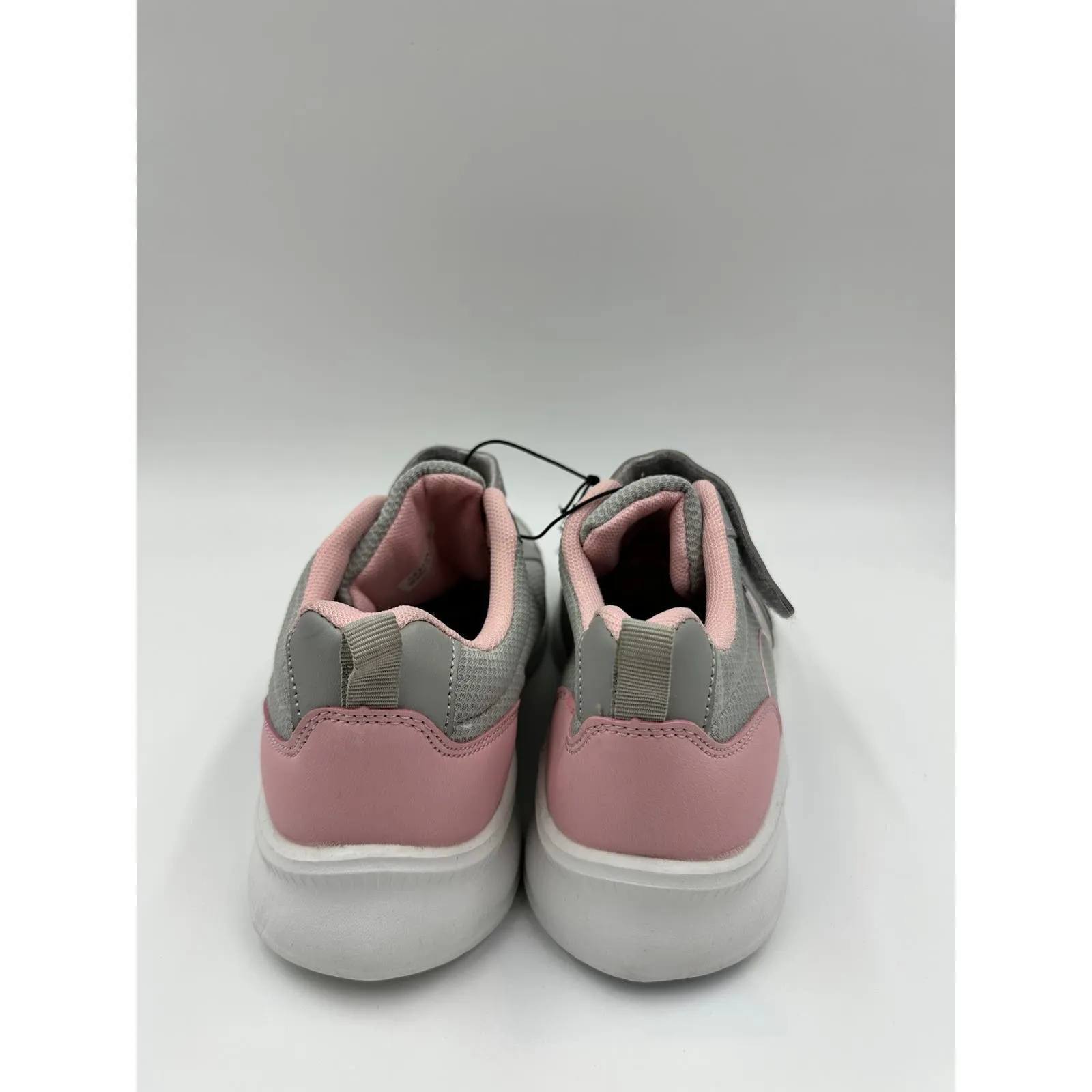 Big Kid Size 5, Gray Sneaker with Pink Trim, Sparkle in the Gray Elastic Laces