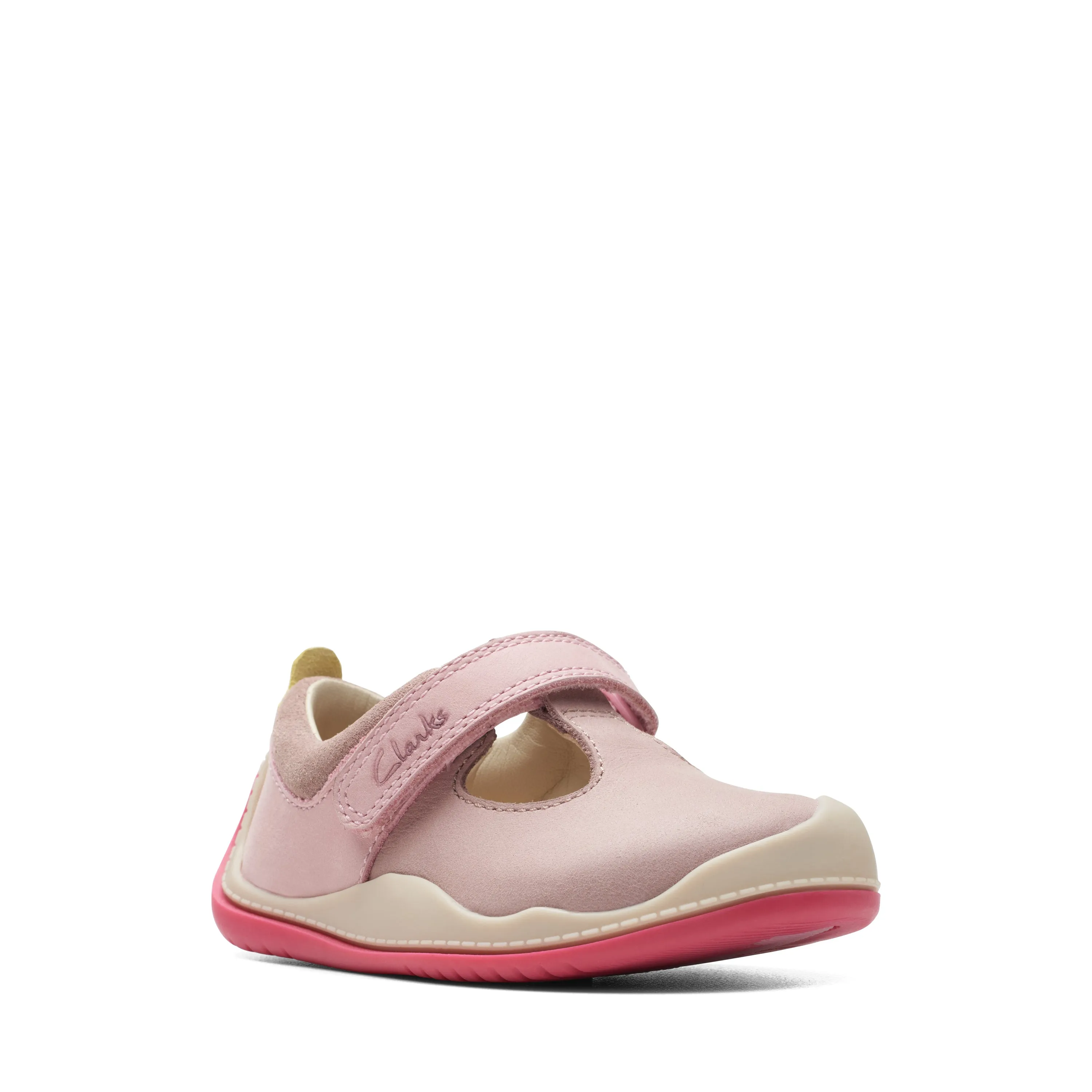 Clarks Roller Bright Girls Dusty Pink T-Bar Shoe