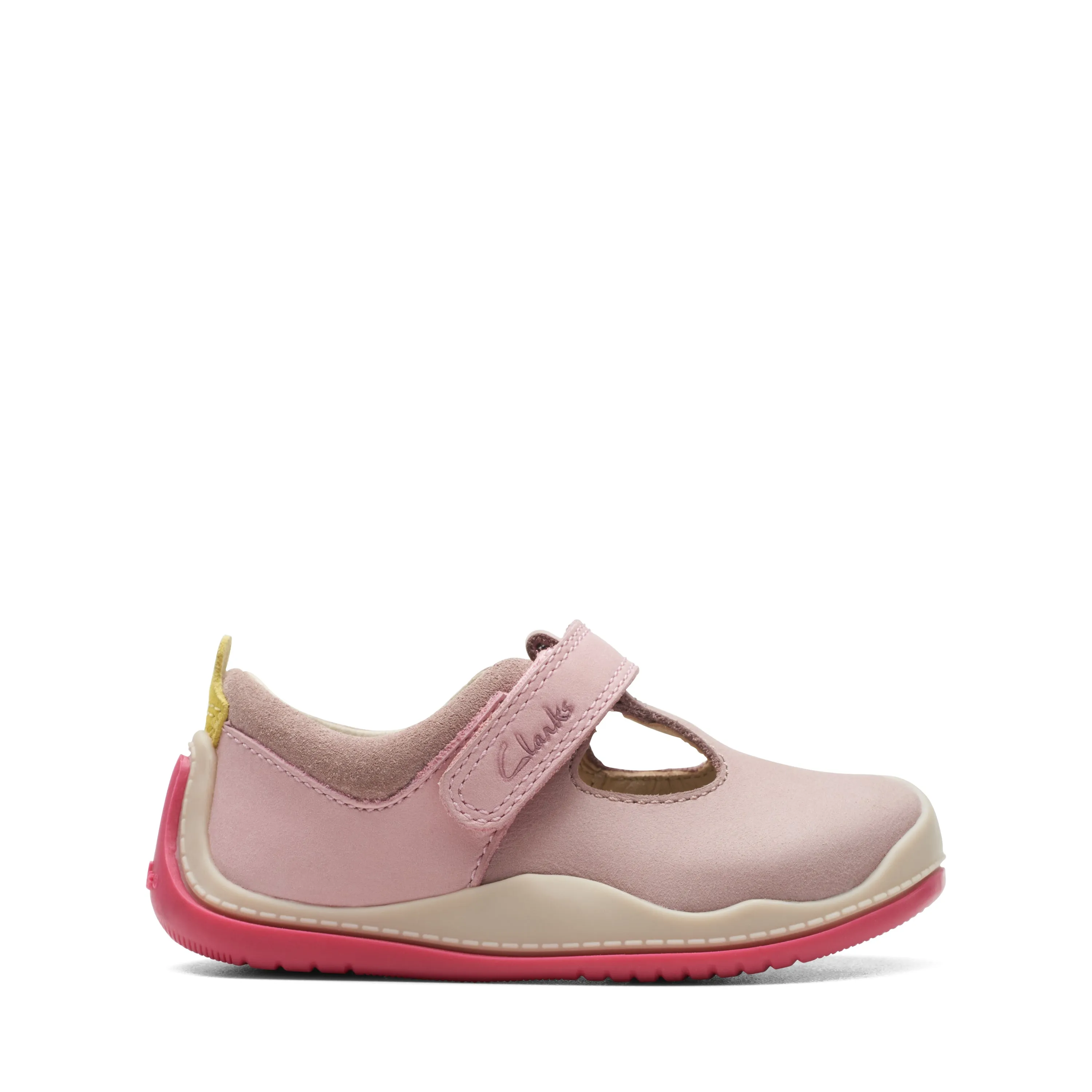 Clarks Roller Bright Girls Dusty Pink T-Bar Shoe