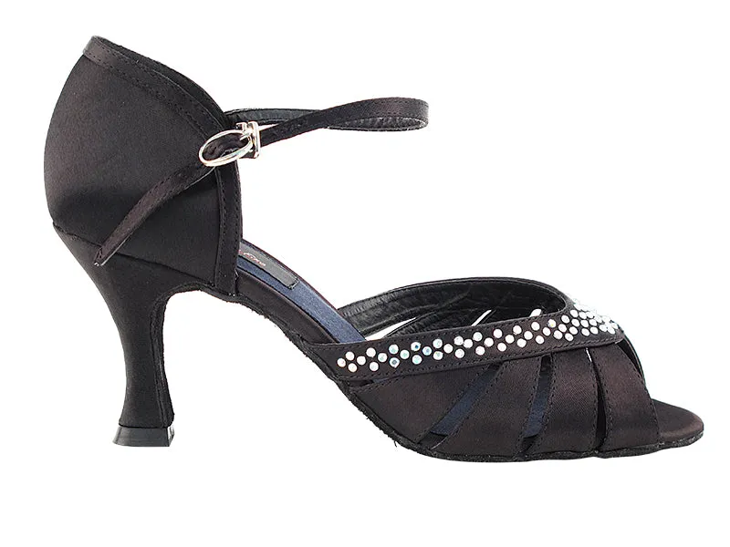 Competitive Dancer Series- Black Satin w/Rhinestones Dance Sandal