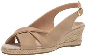 Easy Street Women's Maureen Espadrille Slingback Sandal Wedge, Beige, 7.5 W US