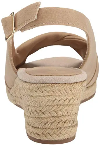 Easy Street Women's Maureen Espadrille Slingback Sandal Wedge, Beige, 7.5 W US