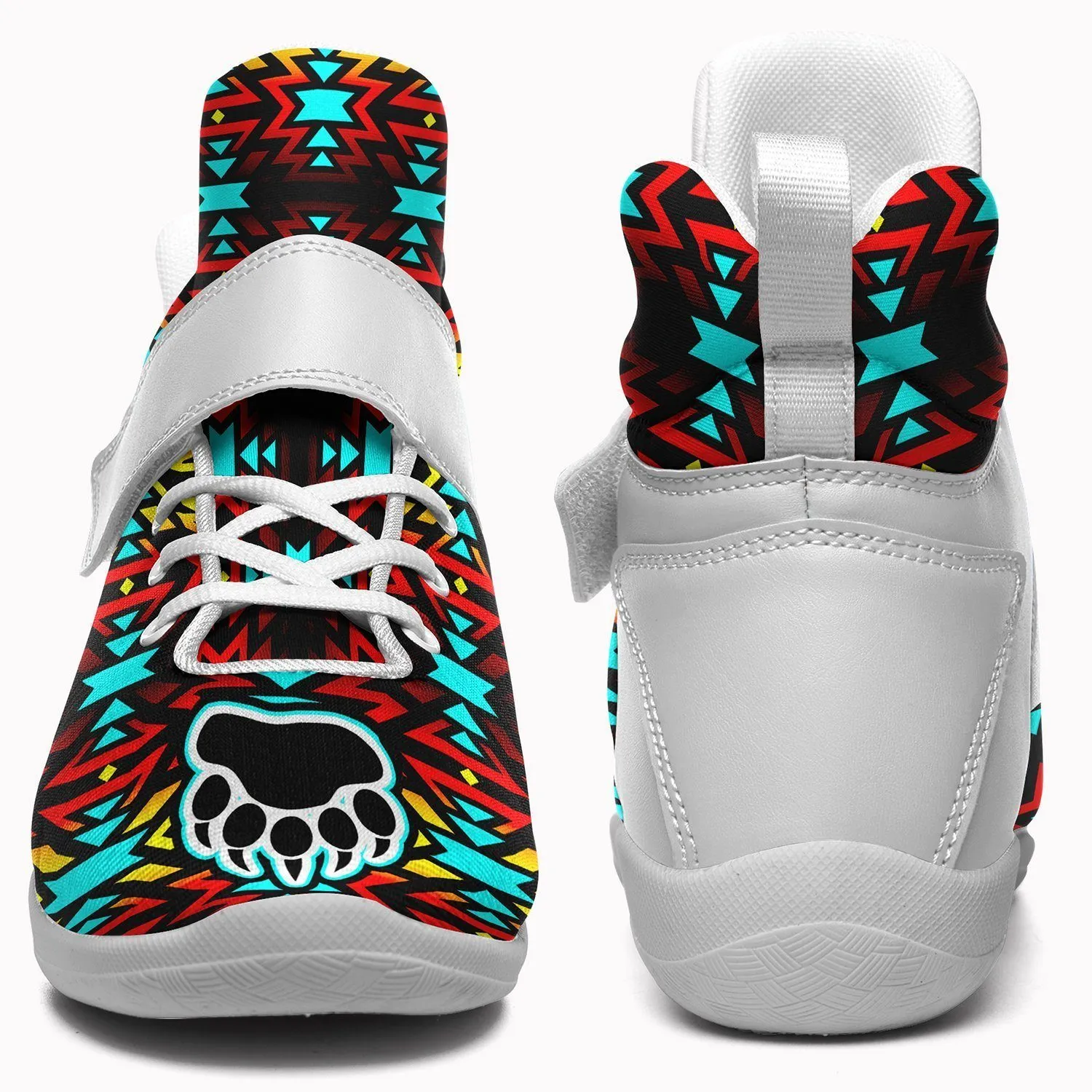 Fire Colors and Turquoise Bearpaw Ipottaa Basketball / Sport High Top Shoes - White Sole