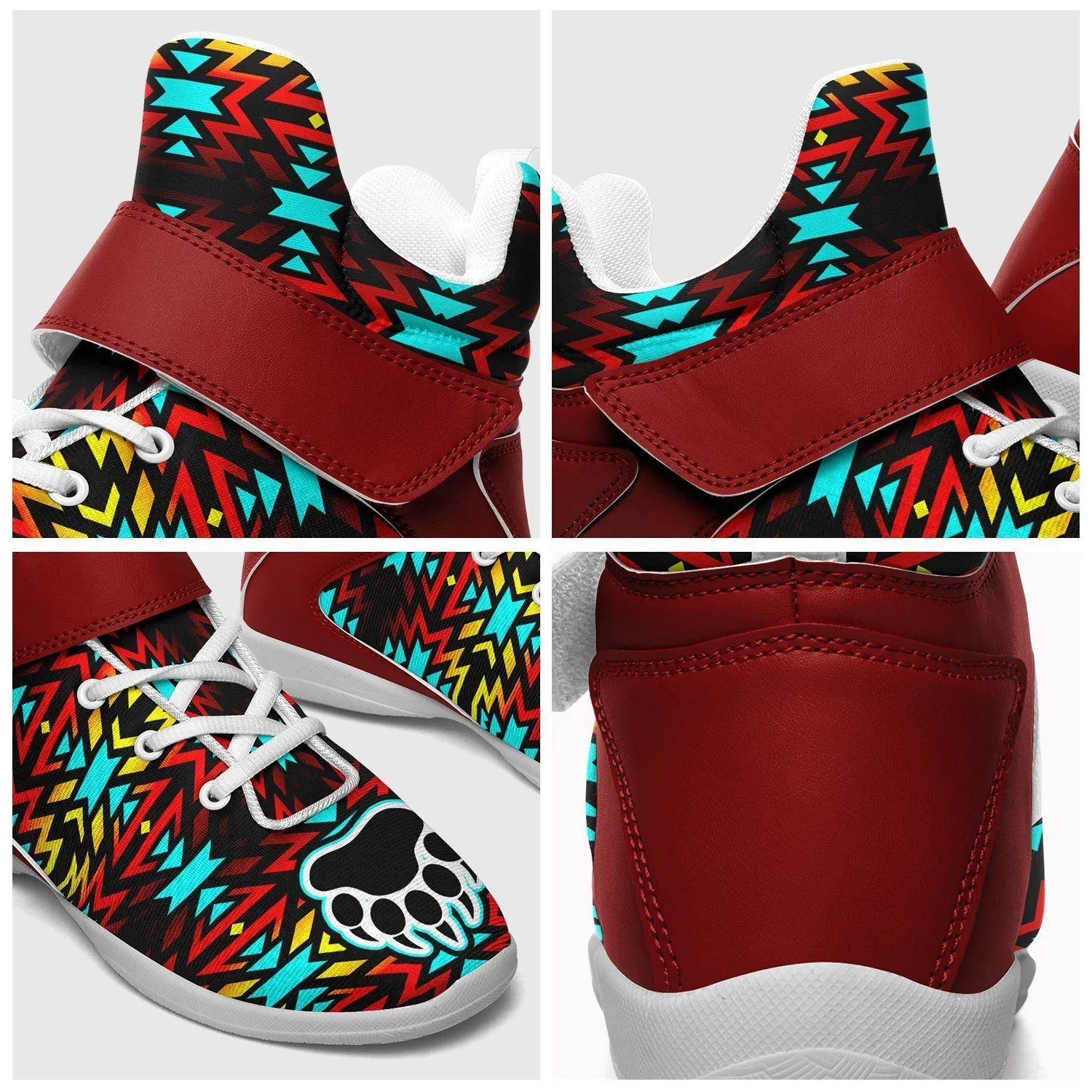 Fire Colors and Turquoise Bearpaw Ipottaa Basketball / Sport High Top Shoes - White Sole