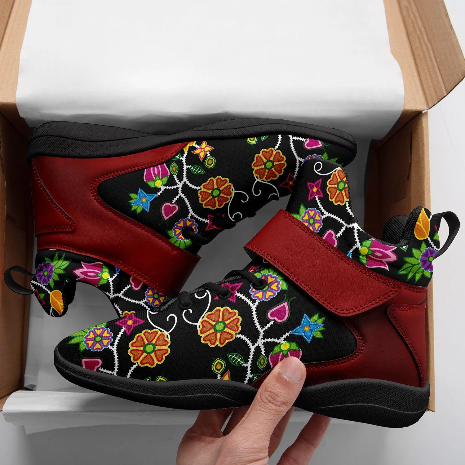 Floral Beadwork Ipottaa Basketball / Sport High Top Shoes