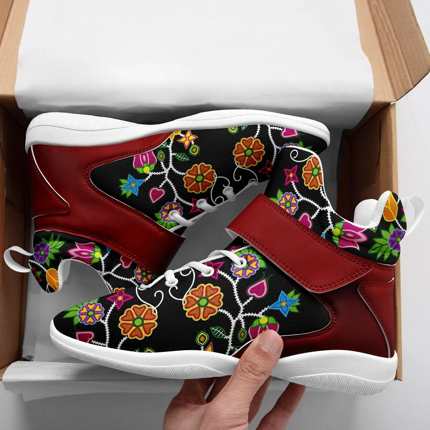 Floral Beadwork Kid's Ipottaa Basketball / Sport High Top Shoes