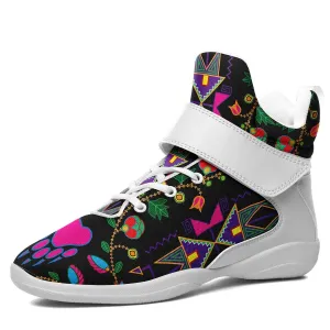 Geometric Floral Fall Black Kid's Ipottaa Basketball / Sport High Top Shoes