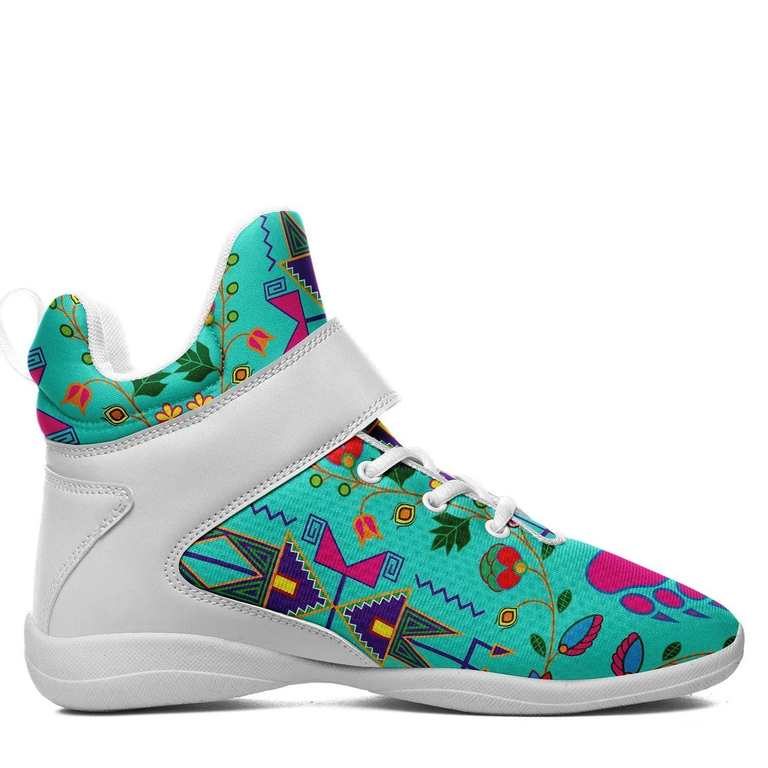 Geometric Floral Fall Sky Ipottaa Basketball / Sport High Top Shoes - White Sole