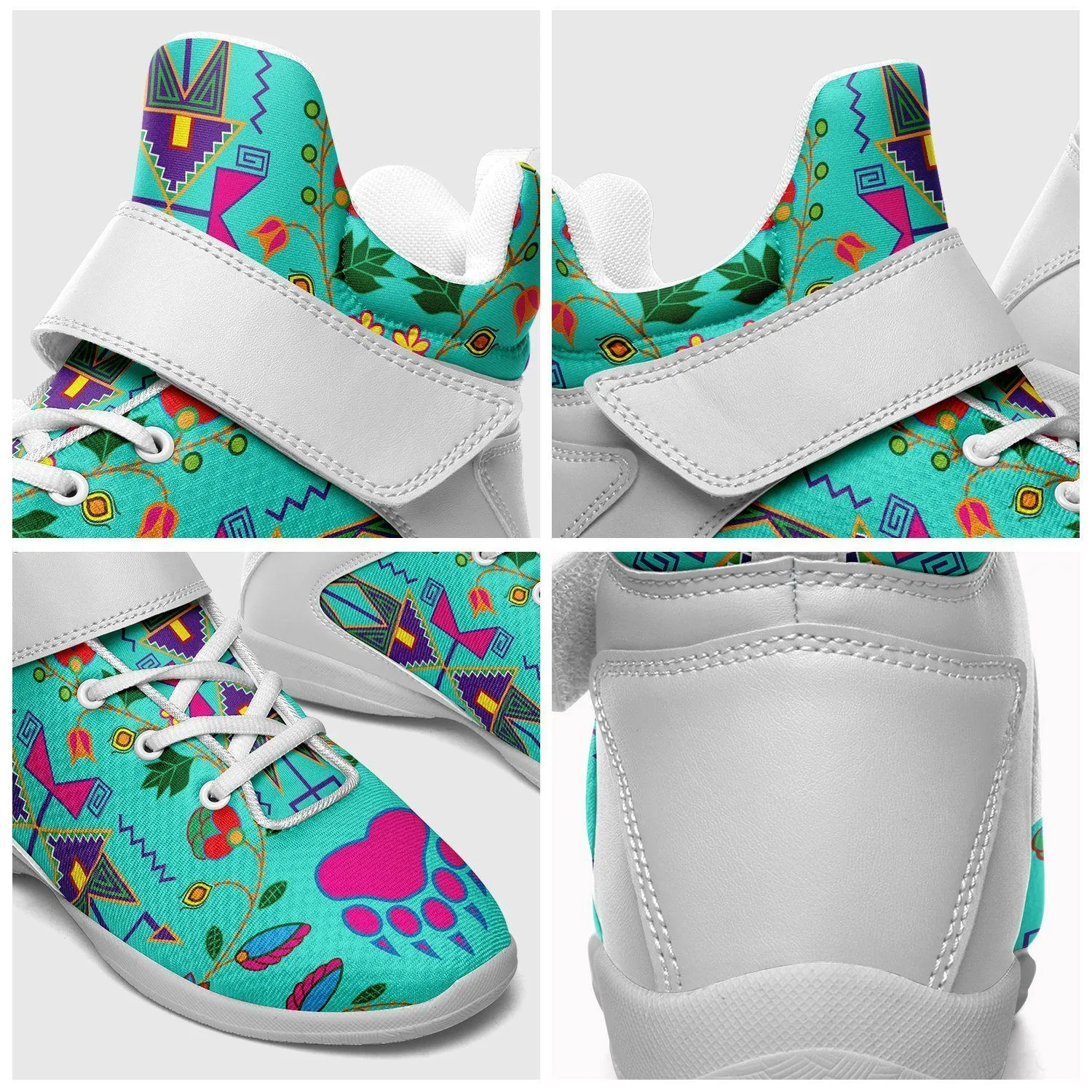 Geometric Floral Fall Sky Ipottaa Basketball / Sport High Top Shoes - White Sole