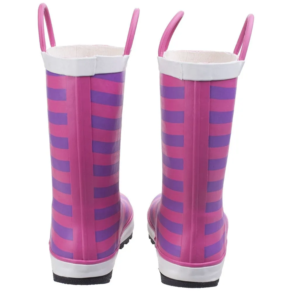 Kids Captain Stripy Wellies Pink