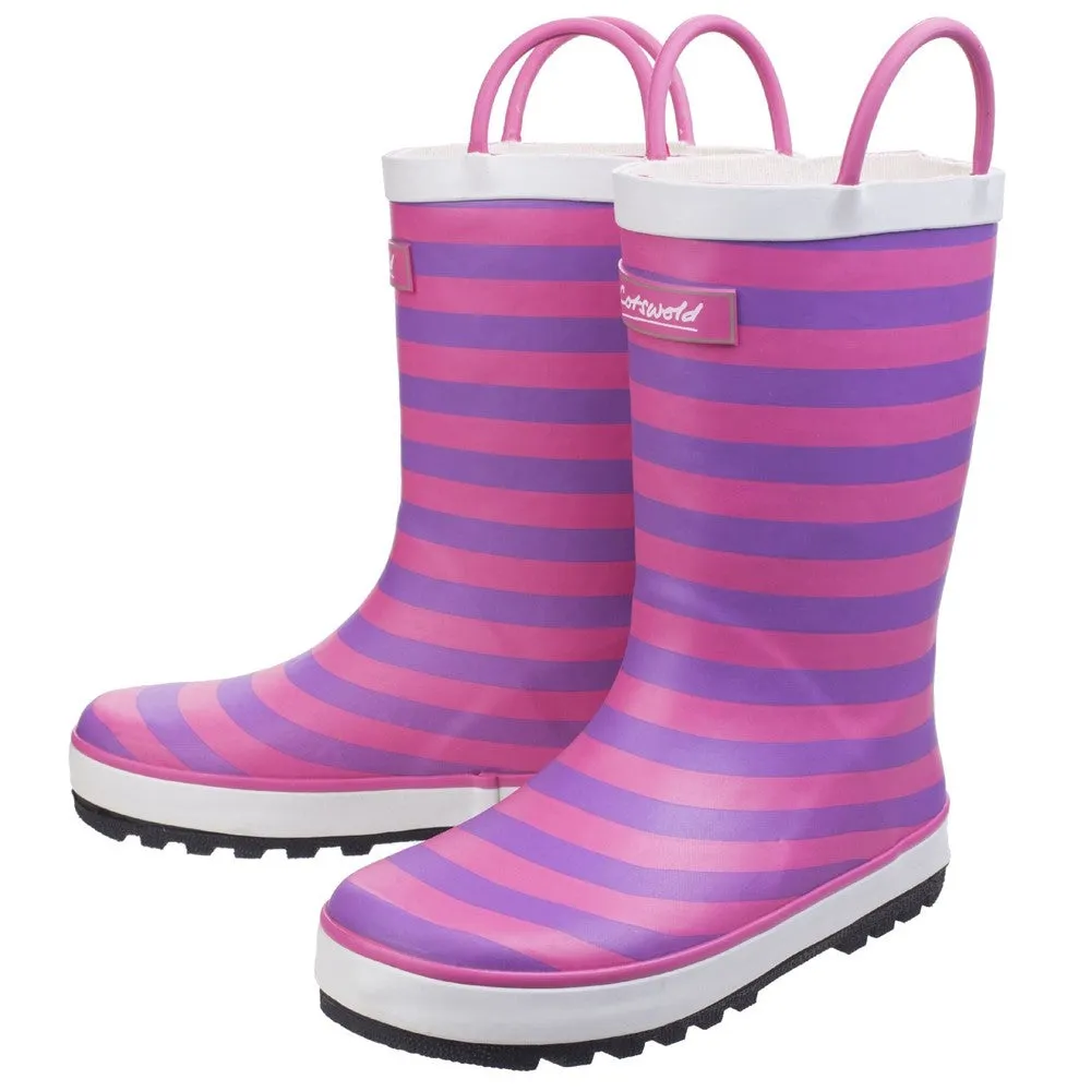 Kids Captain Stripy Wellies Pink