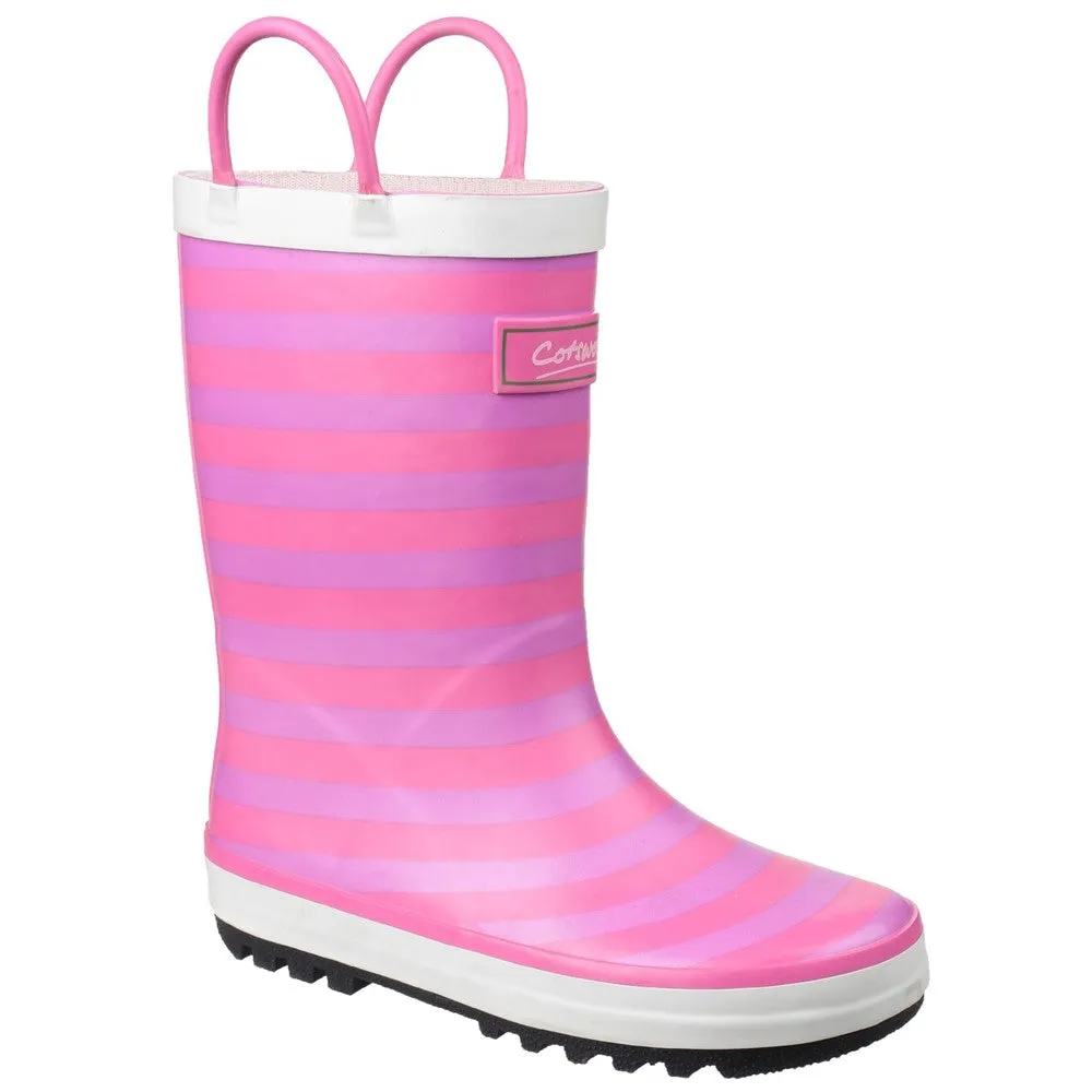 Kids Captain Stripy Wellies Pink