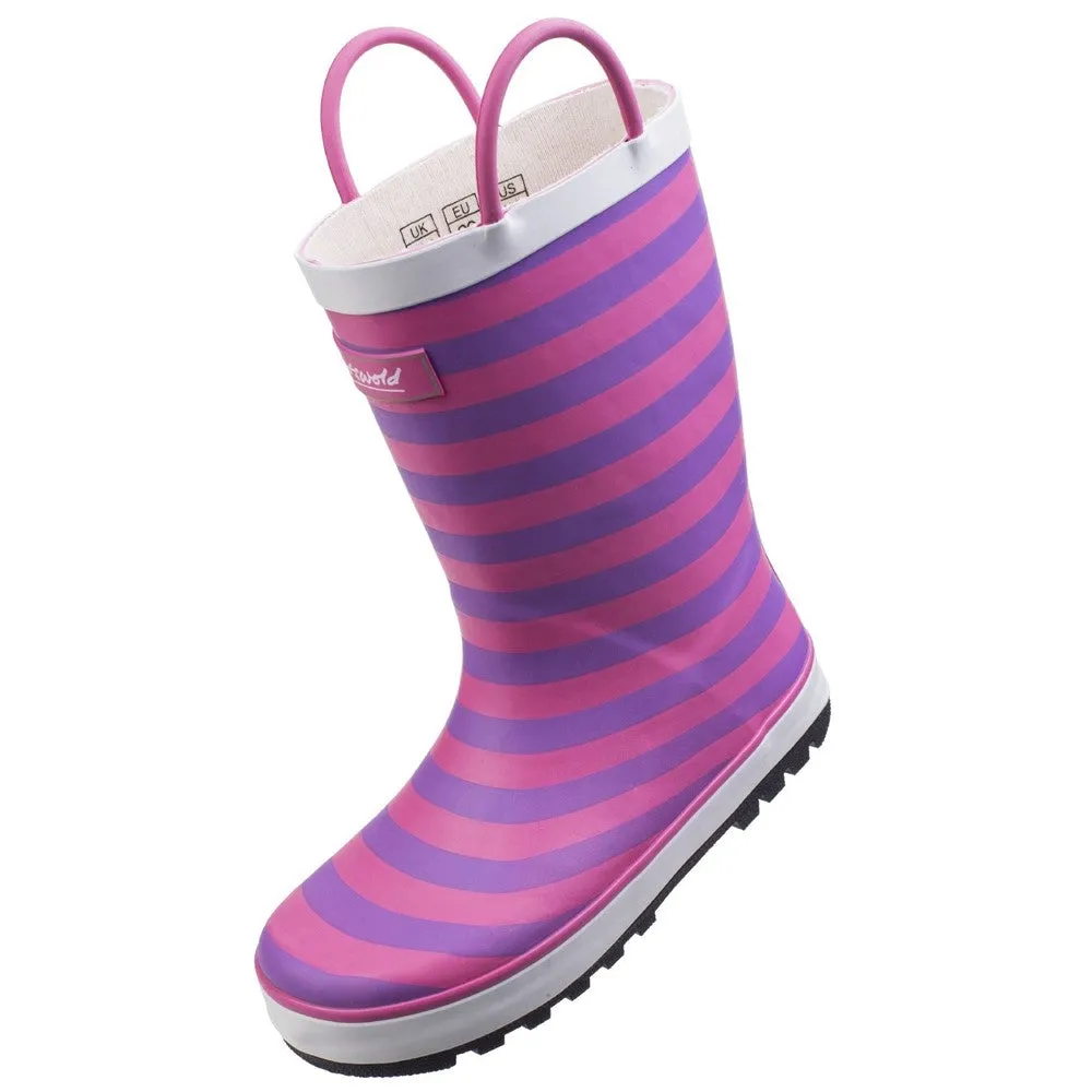 Kids Captain Stripy Wellies Pink