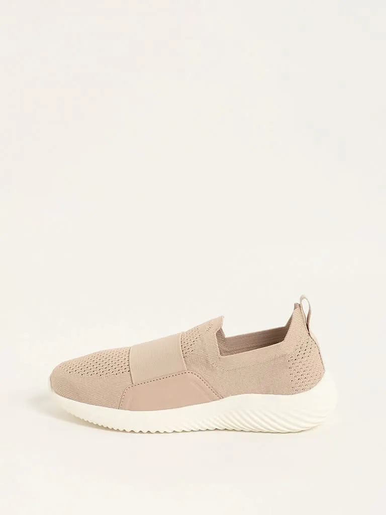 LUNA BLU Beige Elastic Knit Sport Shoes