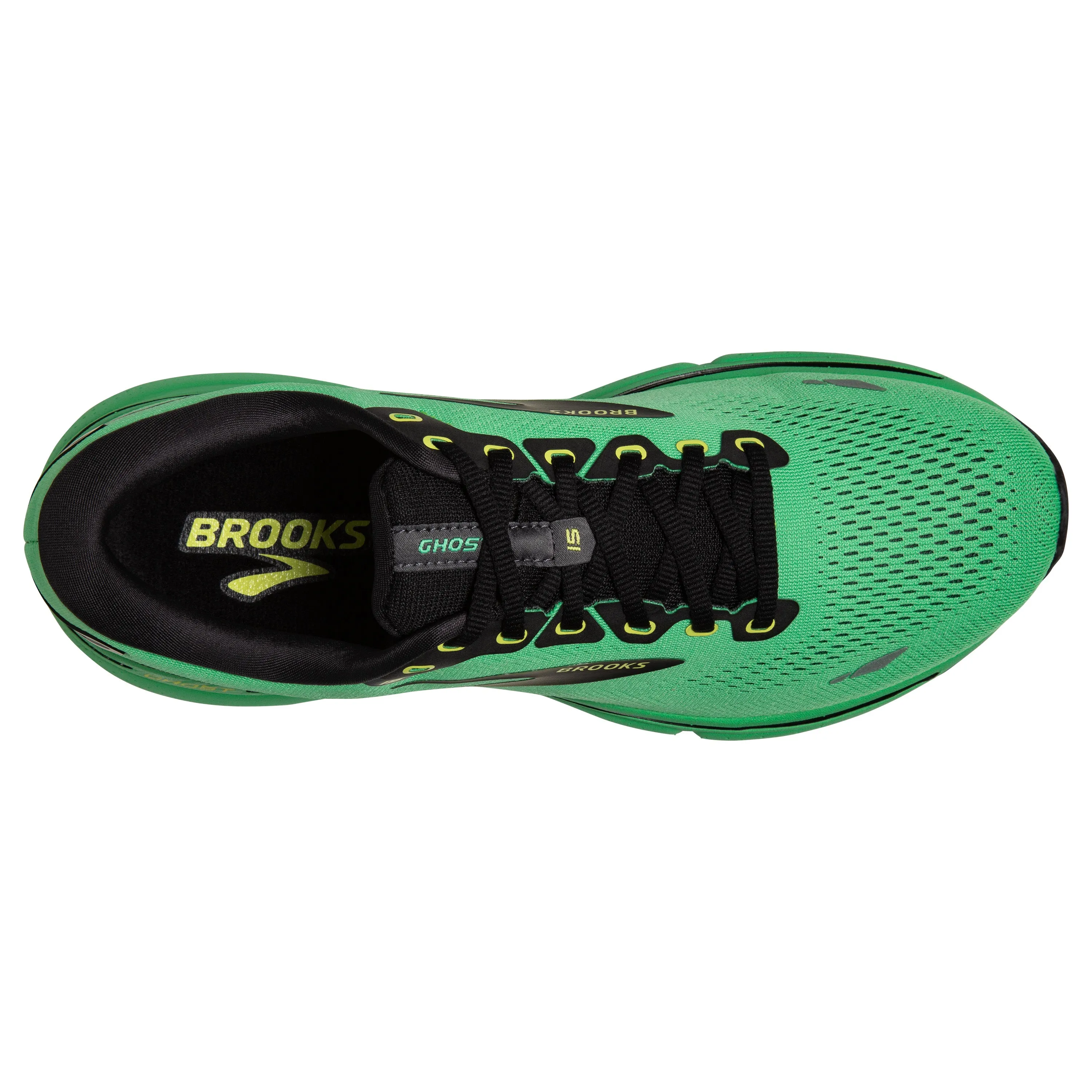 Men's Brooks Ghost 15 1103931D360 Color: Green/Black/Sharp Green