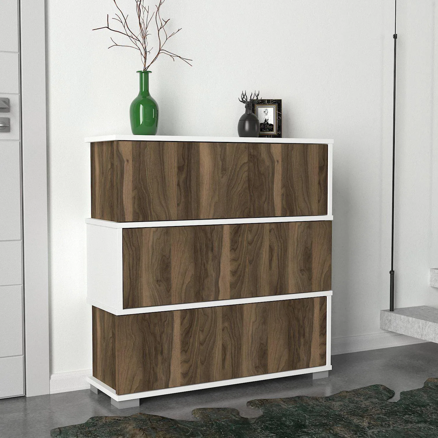 MINK Shoe Cabinet White-Walnut