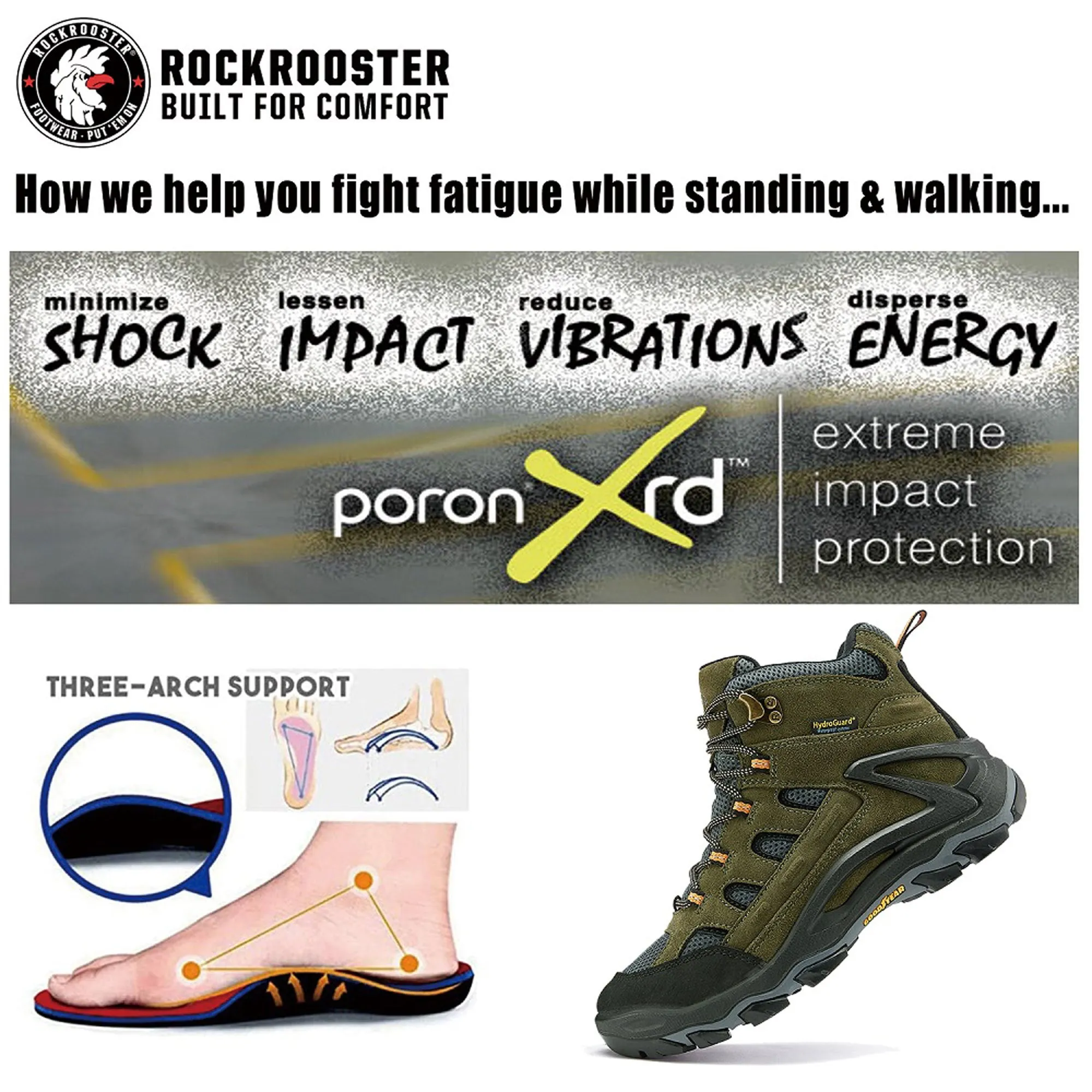 ROCKROOSTER Newland Hiking boots 100% Water Proof Work Boots for Man 6 inch Normal Width E KS5536-9